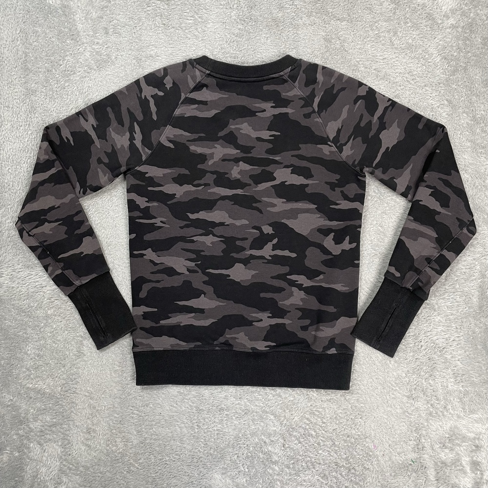Athleta Sweatshirt Womens XS Gray Camo Fleece Triumph Crewneck Pullover Stretch - Picture 2 of 10